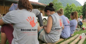 volunteers bamboo playground