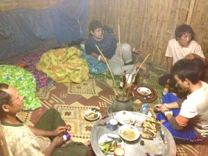 Baci ceremony in Laos with Lao people 